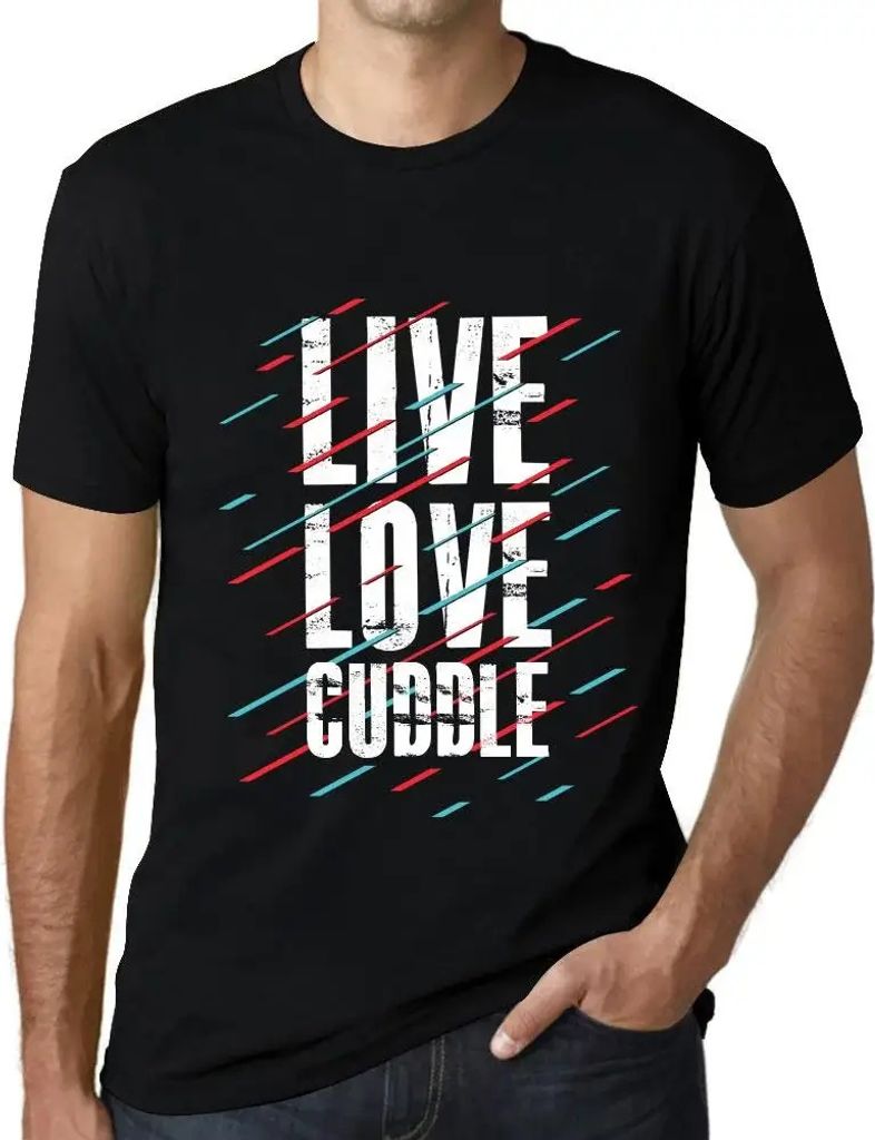 Herren Grafik T-Shirt Liebe und Kuscheln leben – Live Love & Cuddle – Öko-Verantwortlich Vintage Jahrgang Kurzarm Lustige Druck Geburtstag Ges...