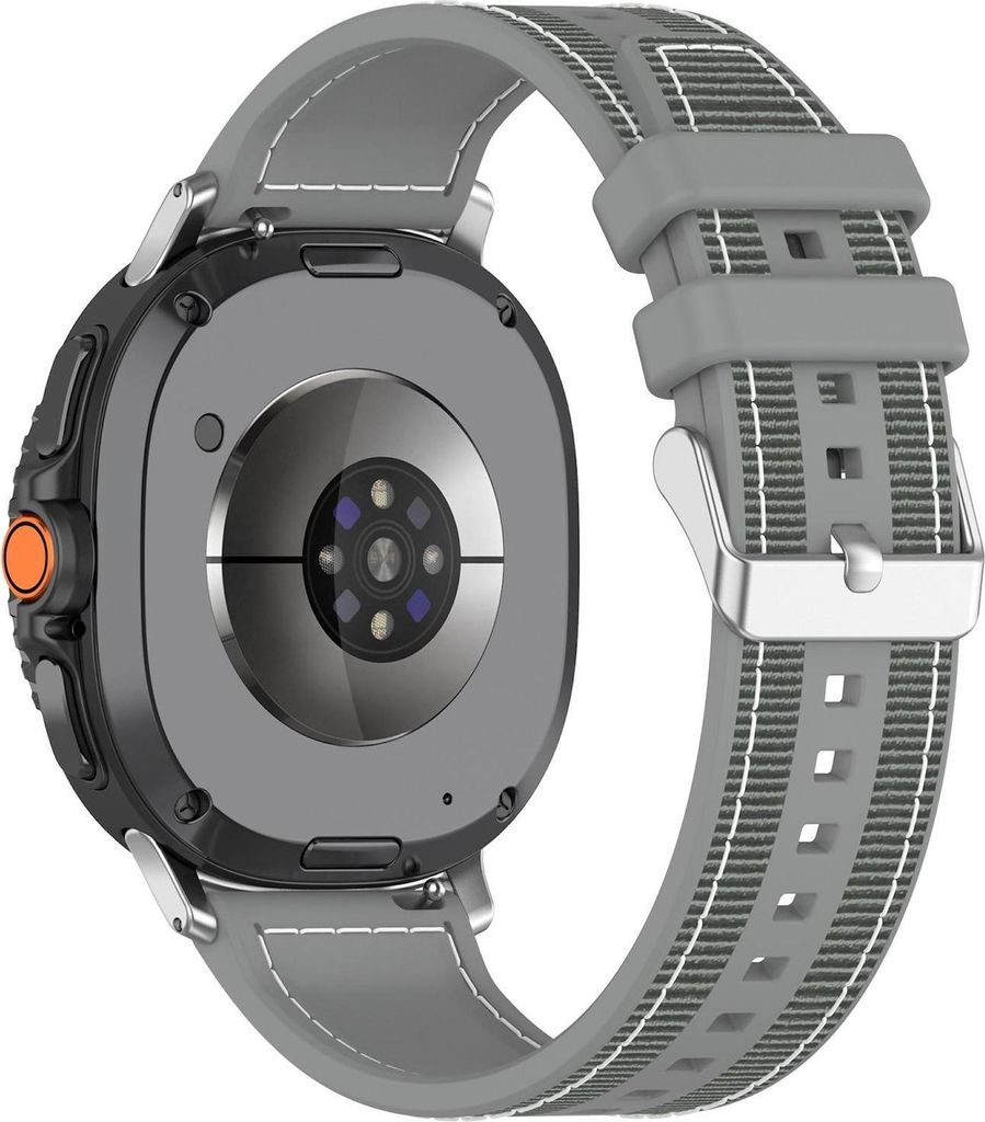 Für Samsung Galaxy Watch 8 / 8 Classic Hybrid Nylon Geflochtenes Silikon Armband Grau