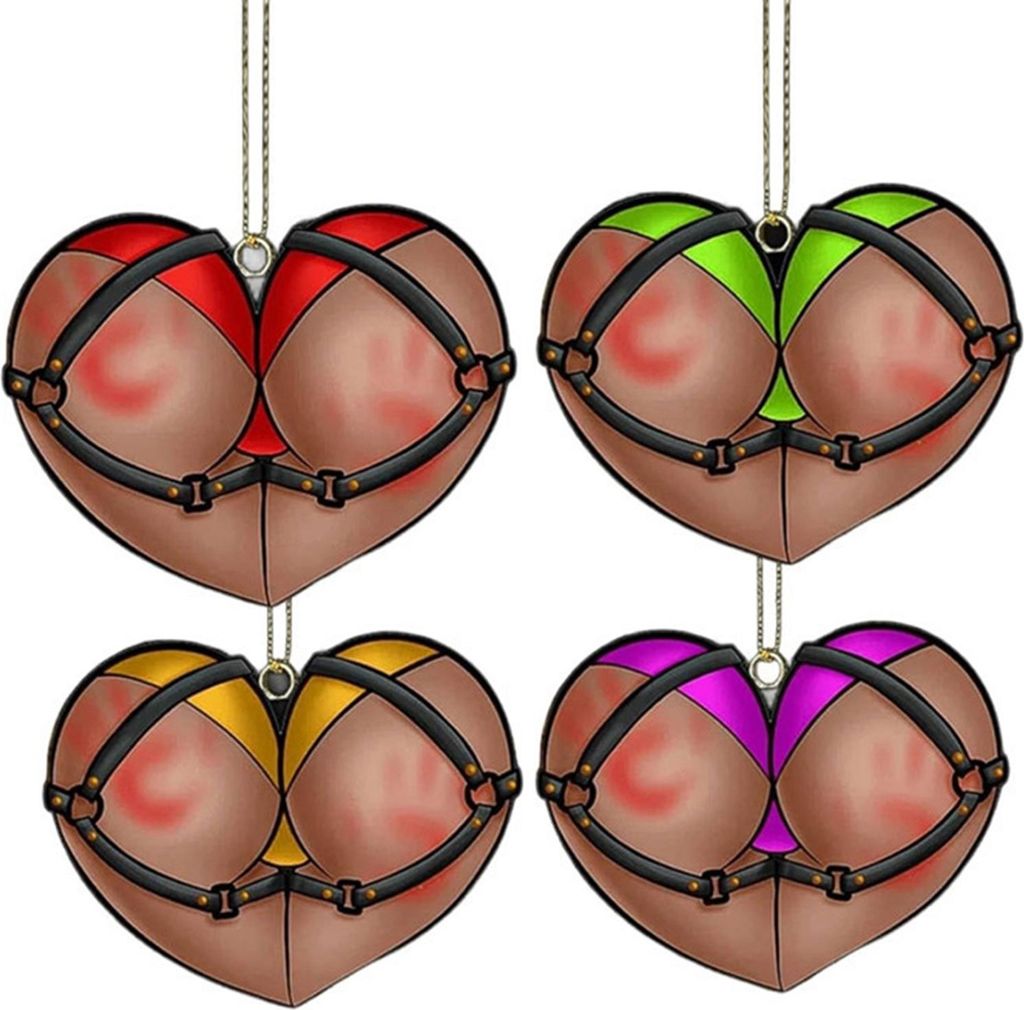 Verspielter Herz-Weihnachtsbaumschmuck aus Acryl – Festliche Hängedekoration – Lustiges Weihnachtsgeschenk für Freunde und Familie