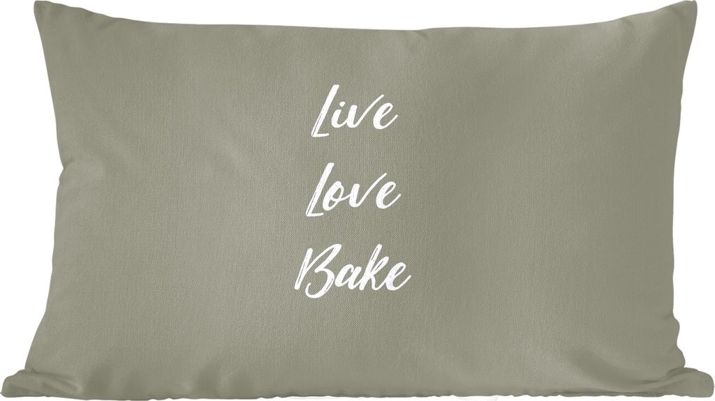 MuchoWow Zierkissen Sofakissen Wohnzimmer Dekokissen 60x40 cm Leben Liebe Backen - Zitate - Sprichwörter - Backen - Kopfkissen - Polster mit Foto