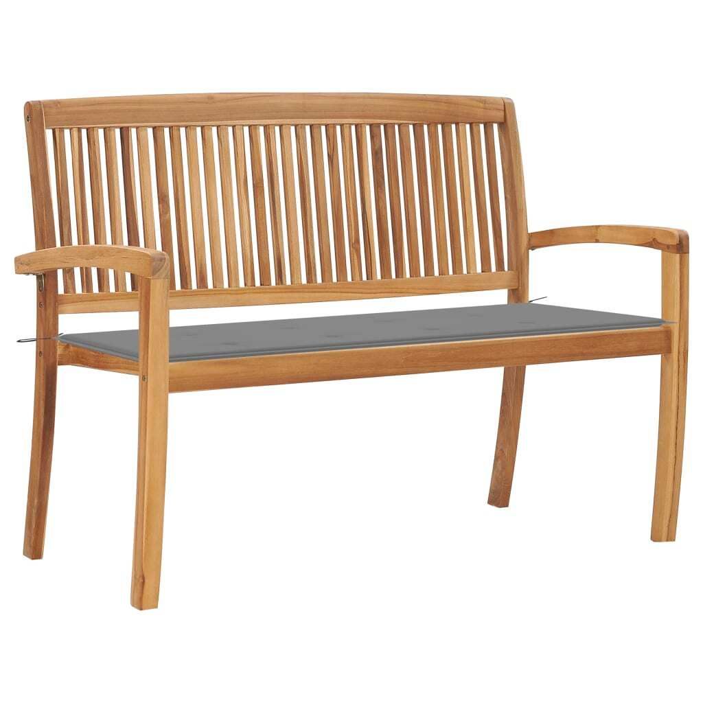 Maison Exclusive - Stapelbare Gartenbank mit Auflage 128,5 cm Massivholz Teak