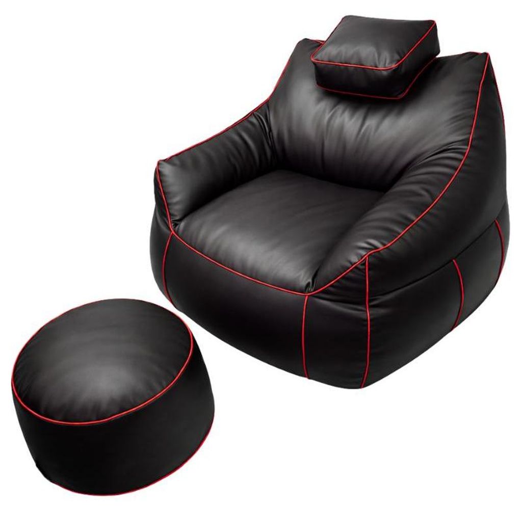 Gaming sitzsack + Fußhocker Kunstleder BANANAIR 100x110 rot Produktbild 