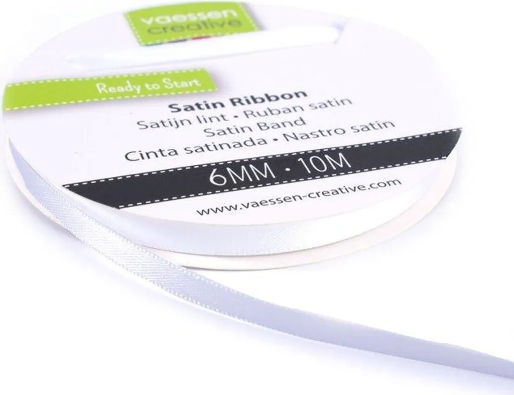 Vaessen Creative Ruban Satiné 6 mm x 10 m Blanc pour Couture et Décoration