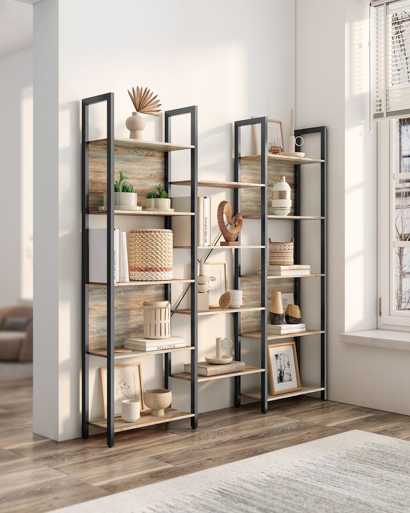 vasagle bücherregal, standregal 14 ablagen regal für wohnzimmer