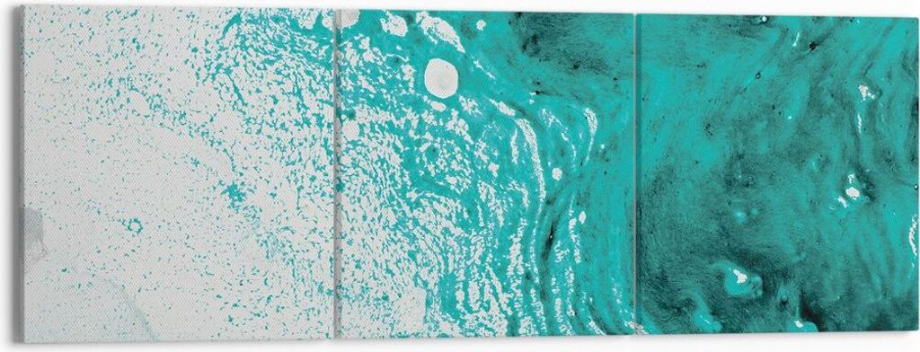 Bild auf Leinwand - Leinwandbild - 3 Teile - Abstraktion Türkis Flüssigkeit - 150x50cm - Wand Bild - Wanddeko - Wandbilder - Leinwanddruck - Bild...