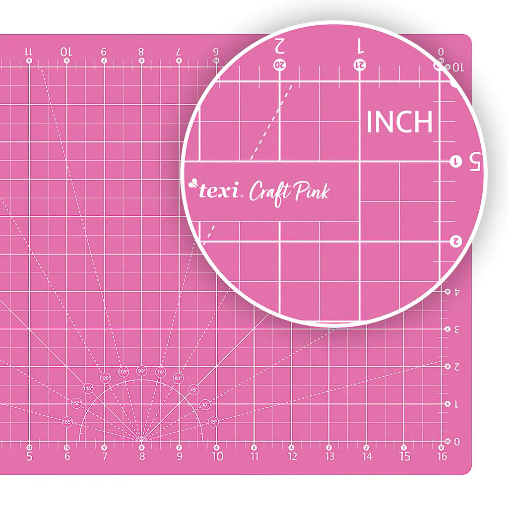 Tapis de coupe TEXI PINK 60 x 45 cm, structure 5 plis renforcée auto-cicatrisante