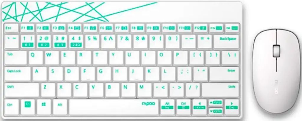 Tastatur und Maus RAPOO 8000M- 18324 Multimode wei