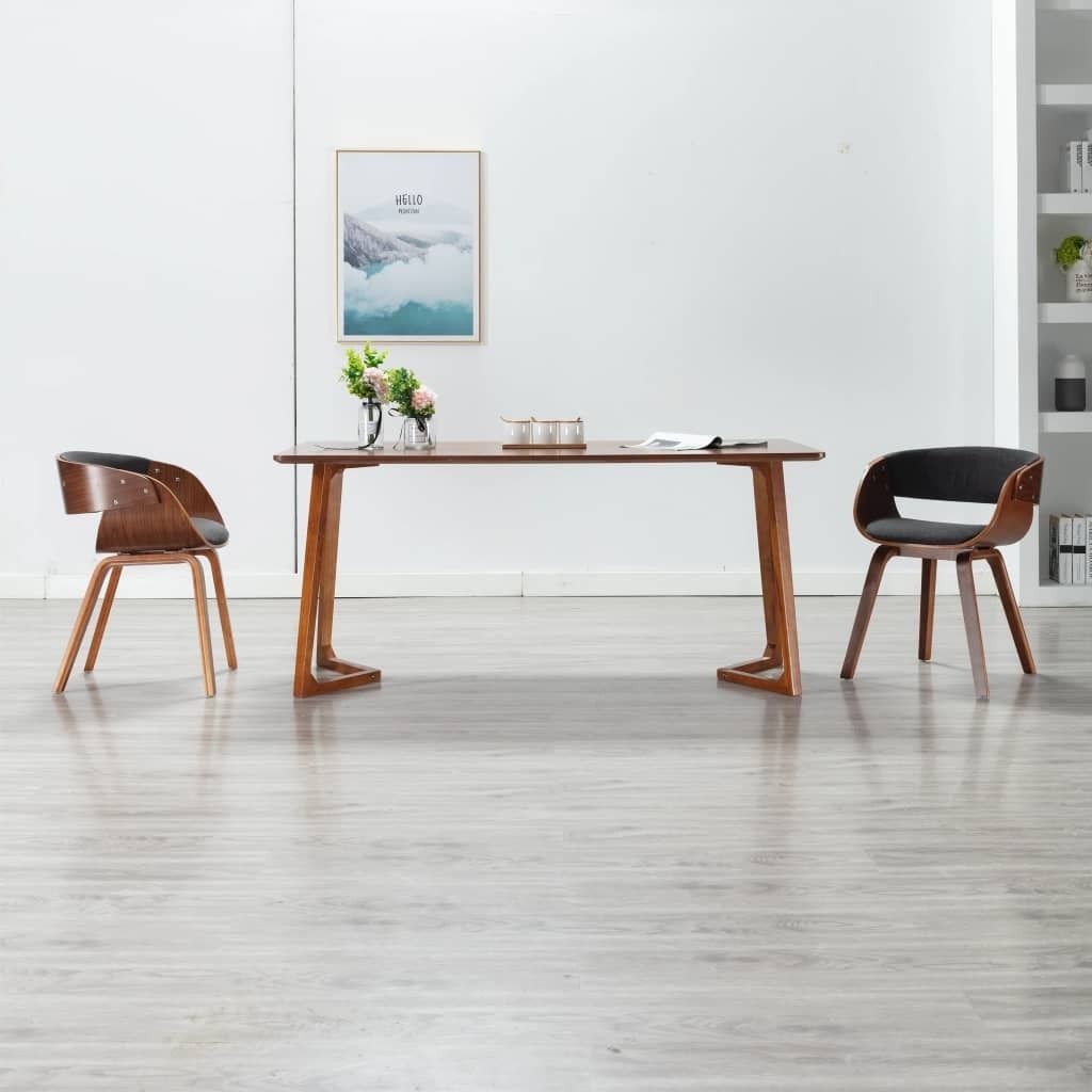 The Living Store Esszimmerstuhl Grau Bugholz und Stoff