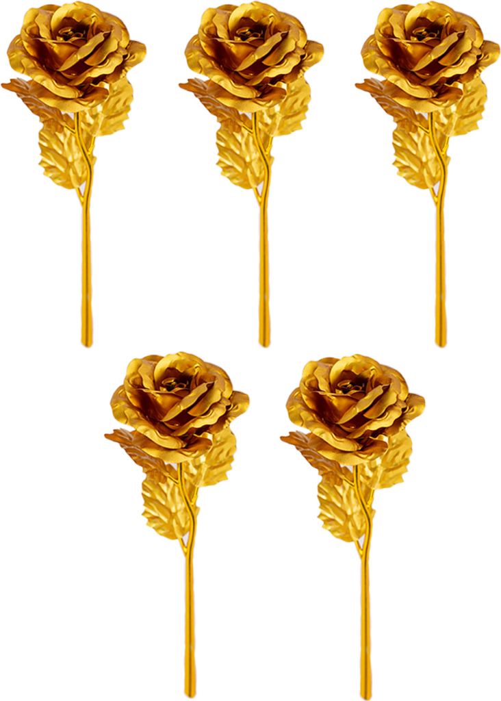 5pcs Gold Folie Rose geplattet künstliche Blumen Valentinstag Geschenk Hochzeitsdekoration-Golden