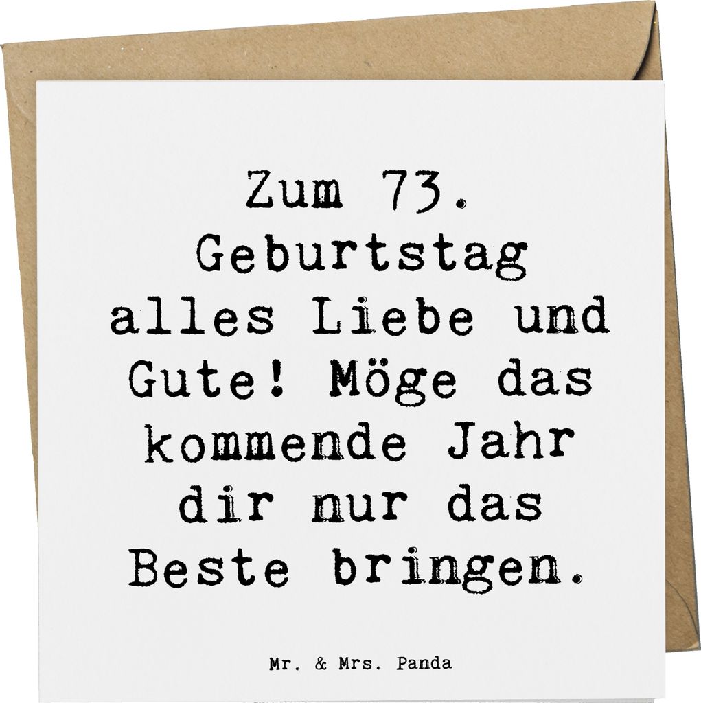 Mr. & Mrs. Panda faltkarte Spruch 73. Geburtstag Glückwünsche - Weiß - Geschenk, anlasskarte, Glückwunschkarte, alles Gute, Geschenke, Geburtst...