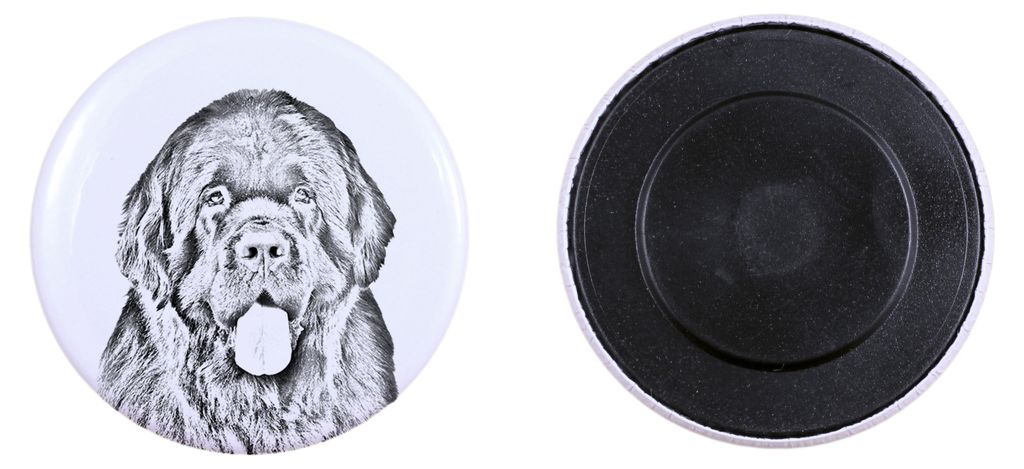 Neufundländer, Newfoundland Magnet mit einem Hundepfotenabdruck, außergewöhnlich leicht, starker Magnet, handgefertigtes Produkt der Marke Art-Dog
