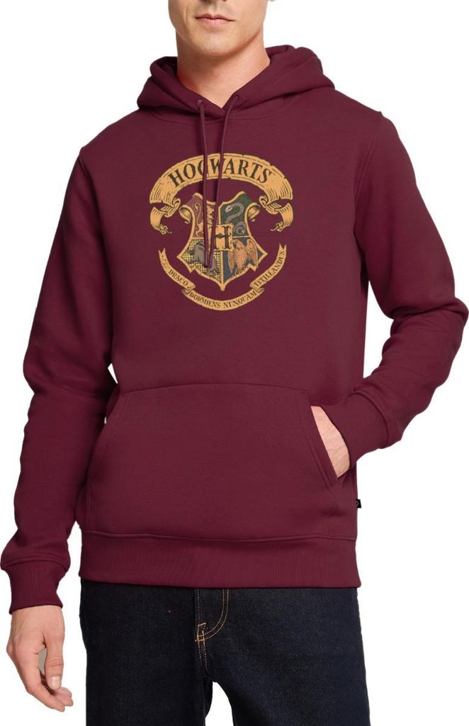 Spreadshirt Harry Potter Hogwarts Wappen Herren Premium Hoodie, 5XL, Burgunderrot