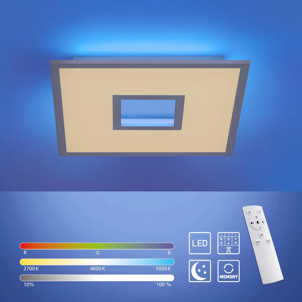 Plafonnier LED 45 cm à intensité variable et rétroéclairage personnalisable - 15