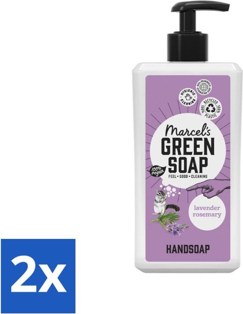 Marcel's Green Soap - Handseife - Lavendel & Rosmarin - Für den täglichen Gebrauch - 500 ml - Vorteilspack - 2 Stücke