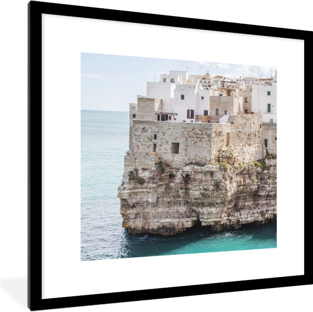 MuchoWow Gerahmtes Poster Italien - Küste - Felsen 40x40 cm - Poster mit Schwarzem Bilderrahmen Wandposter Rahmen Foto Bilder - Poster - Plakat ...