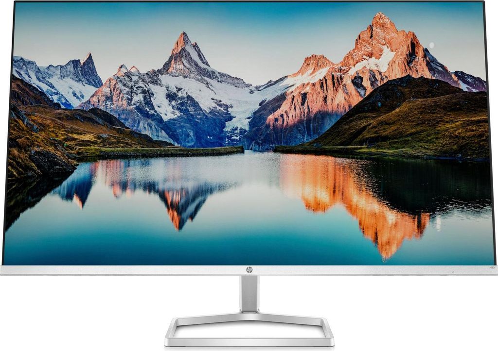 A monitor displaying a landscape image.