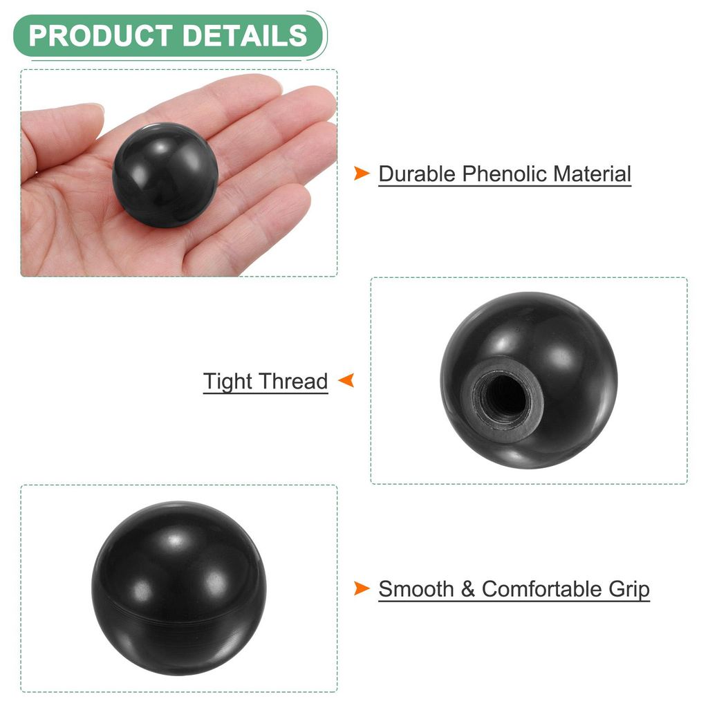 3er-Pack Gewindekugelkn?pfe, M8-Weibliches Gewinde 30mm Durchmesser Thermoplastischer Kugelknopf fš¹r Drehmaschine/Maschine/Rasenm?her, Runder Ph...