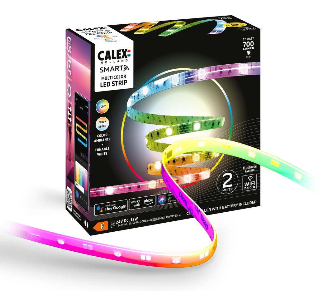 Calex Smart LED-Streifen 2M, RGBIC, Kürzbar, Dimmbar, Produktbild 