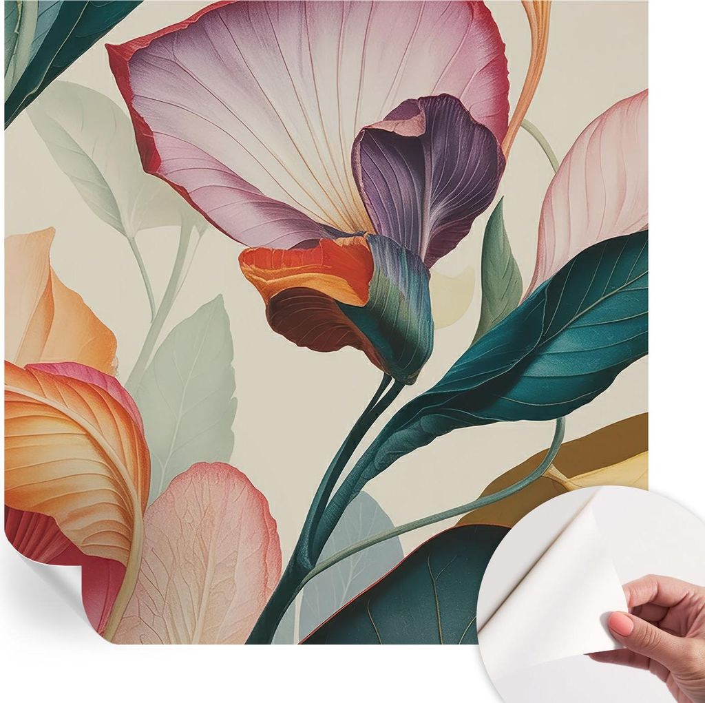 Selbstklebende Wandtapete - Dekorative Tapete für Wohnzimmer - Klebefolie für Wandbilder - Tapetenfolie für Wanddekoration - 250x250 cm - Bunte ...