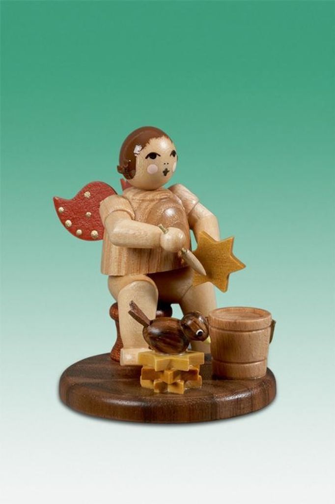 Holzfigur Sternputzerengel natur ohne Krone Höhe 6,5cm NEU