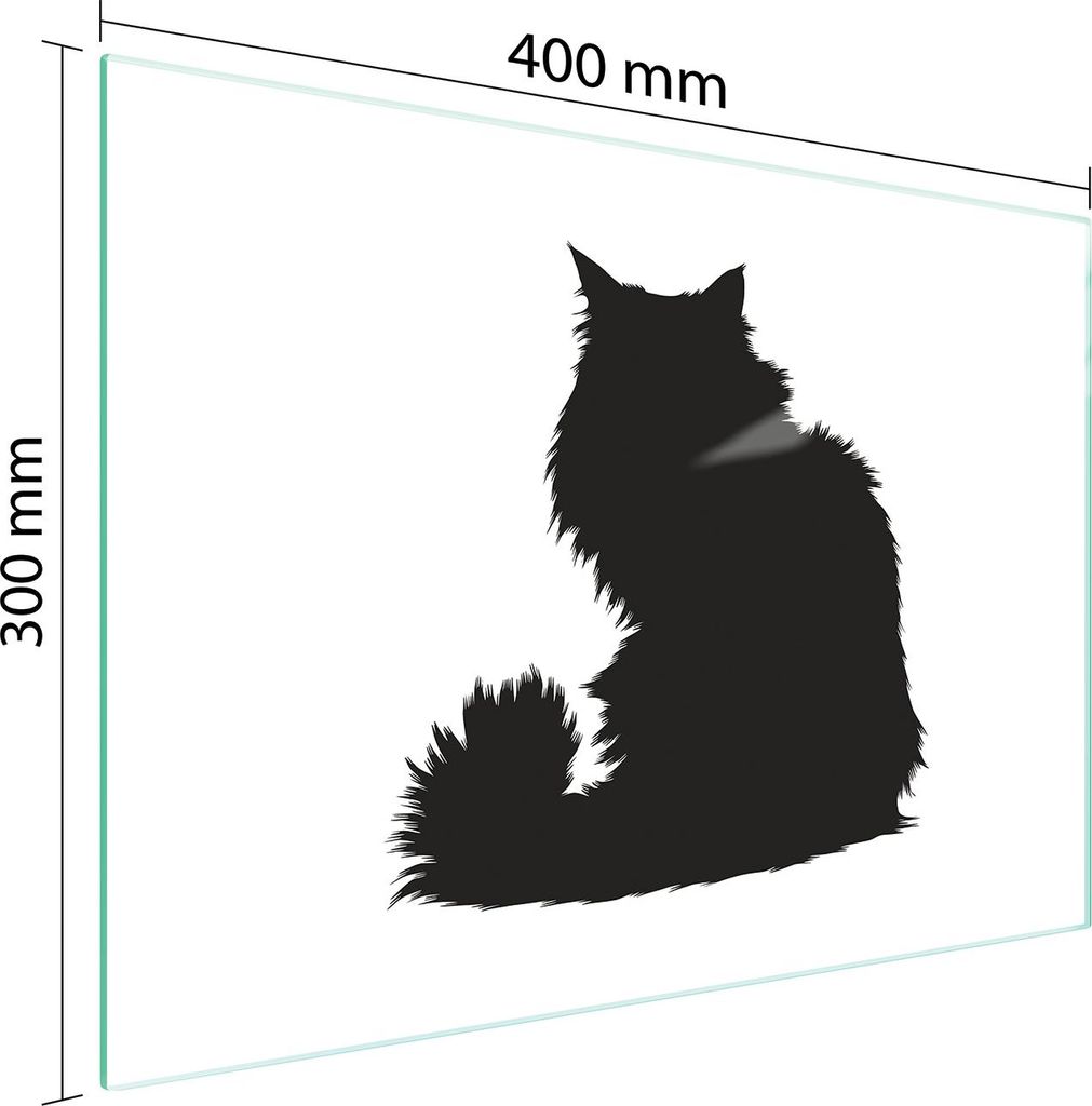 Schneidebrett Herdabdeckplatte Multiglasschneidplatte 40x30 cm Katze Weiß