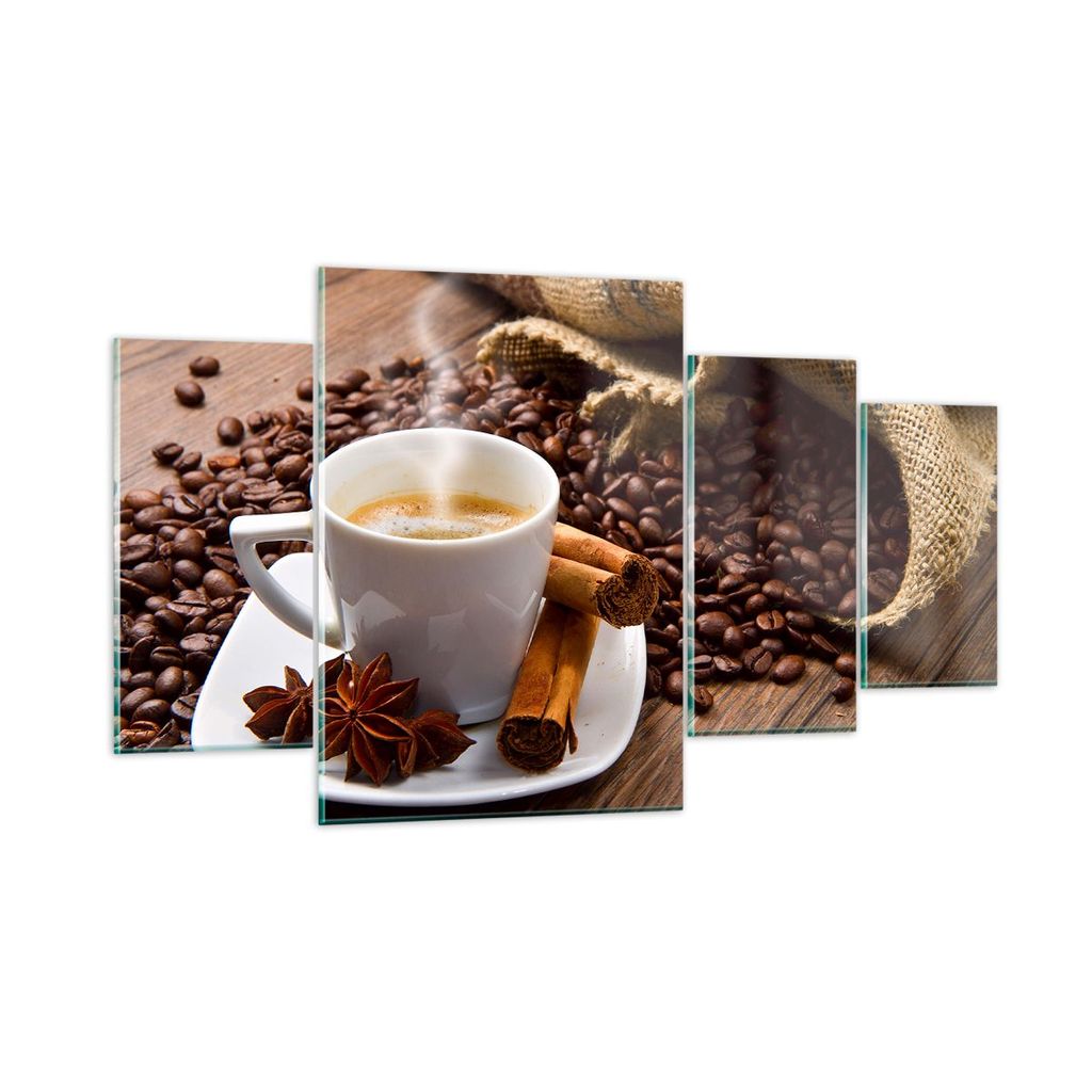 Bilder auf glas - Kaffee schwarz Frühstück Schokolade - 160x90cm - Glasbilder - Wandbilder - Kunstdruck - Wanddekoration aus Glas - Glas Bilder -...