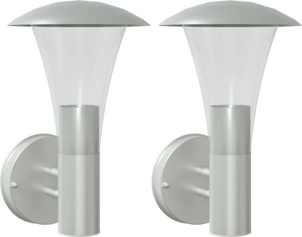 vidaXL Außenwandleuchten 2 Stk. Silbern Edelstahl