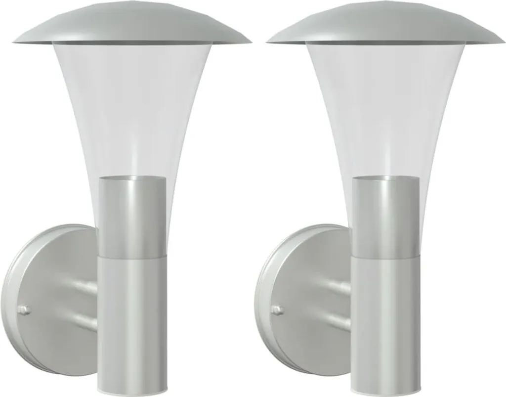 vidaXL Luci da parete per esterni 2 pz. argento acciaio inox