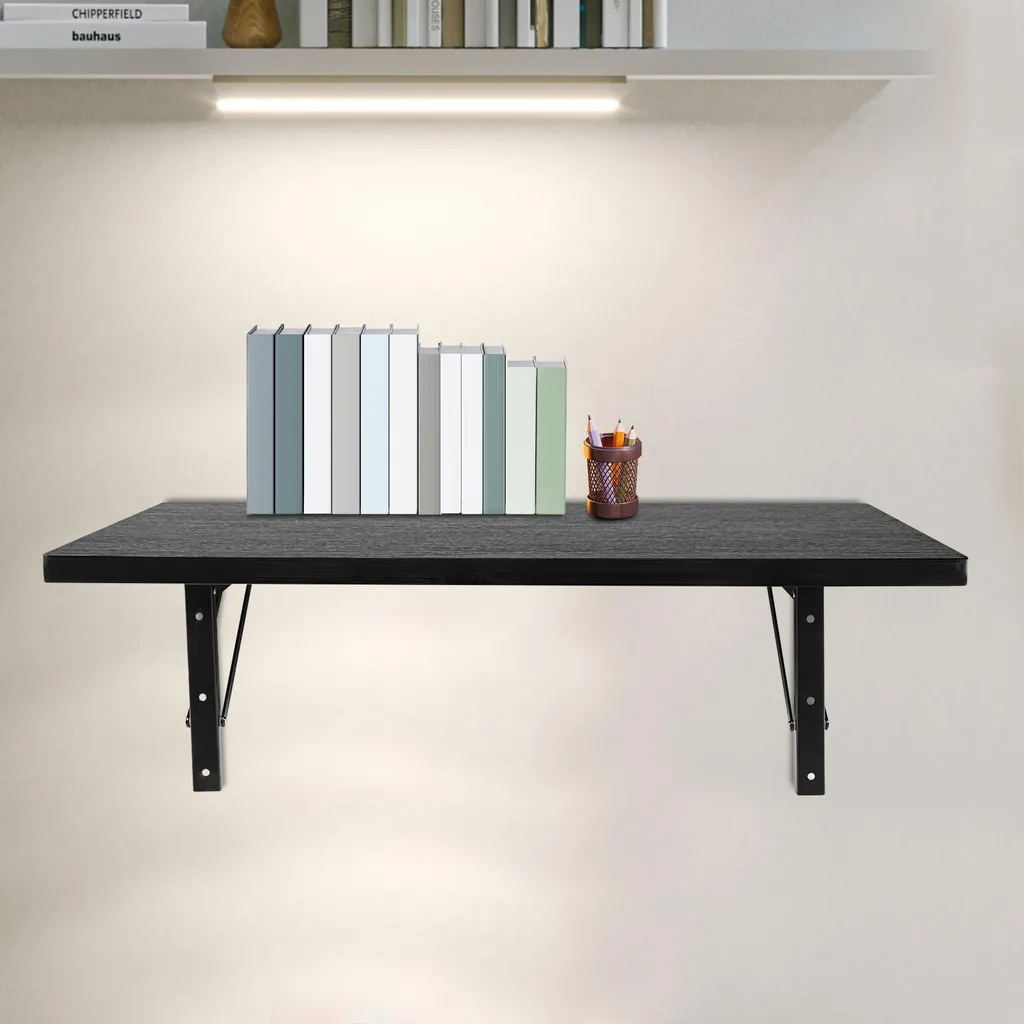 Table de travail murale rabattable noire - Établi suspendu pour garage