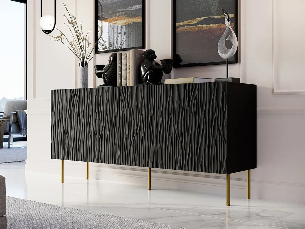 Commode à portes LIMON 1 noire : Buffet design industriel et élégant