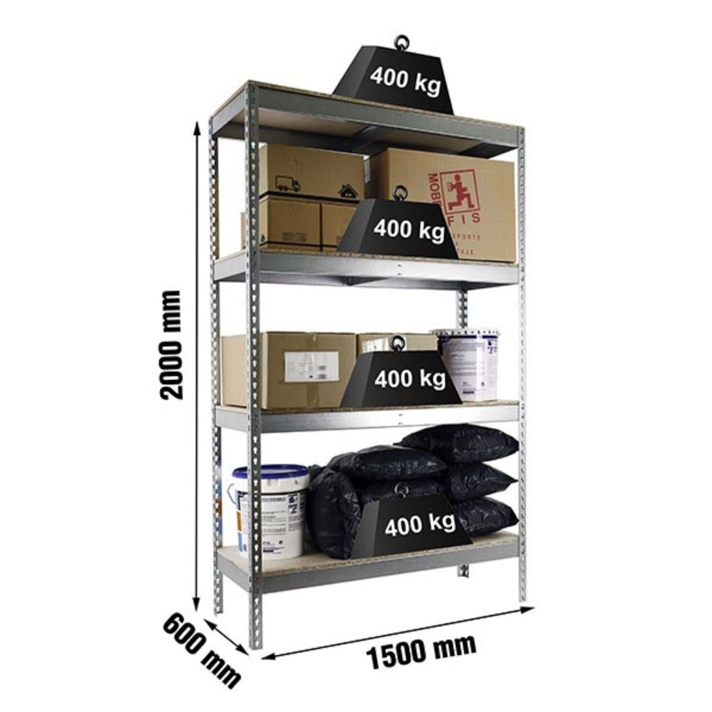 Simonrack Schwerlastregal ECOFORTE 1506-4 778100047201568 silber 150,0 x 60,0 x 200,0 cm