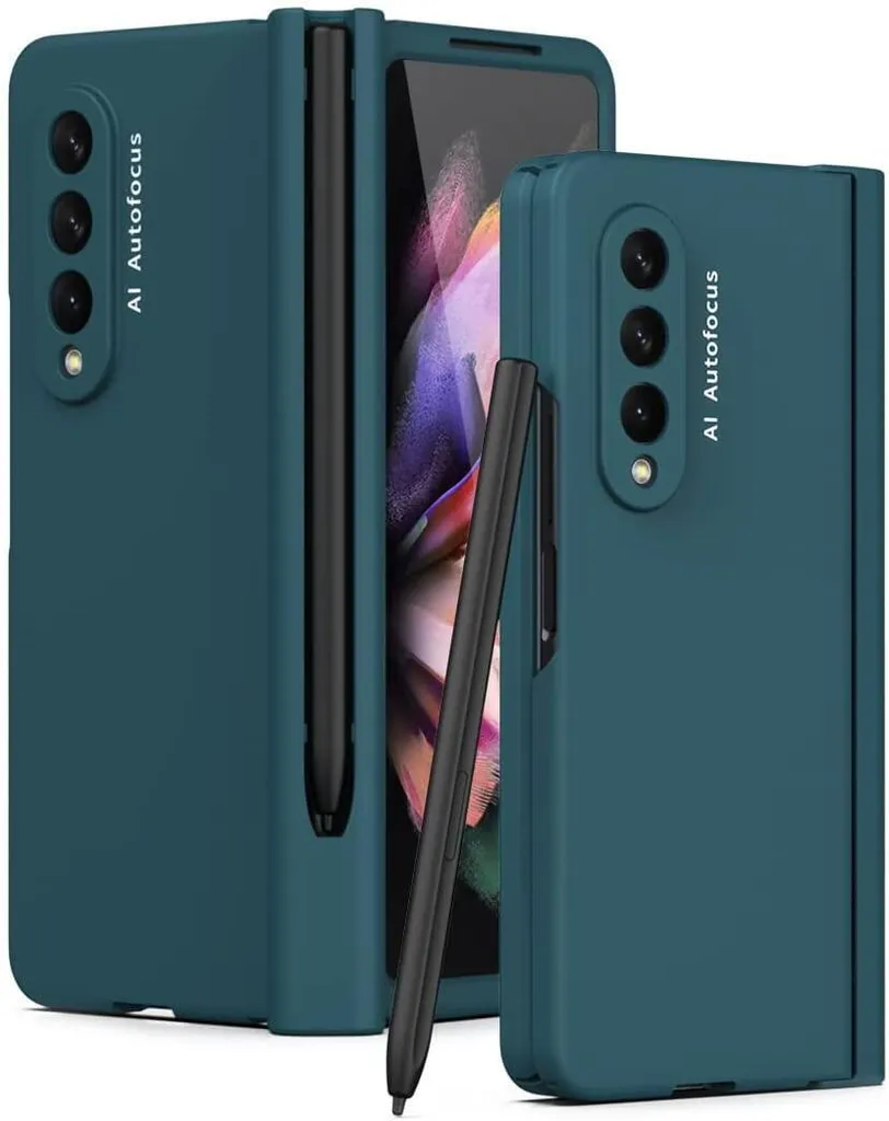 Custodia Verde Galaxy Z Fold 3 5G con Protezione Cerniera e Slot Penna