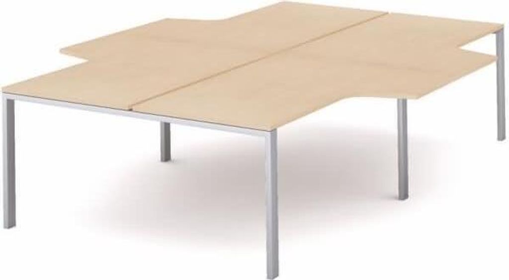 Mehrfacharbeitstisch Total L-Form BxTxH 320x163/220x73cm Gestell grau Platte Melamin buche.