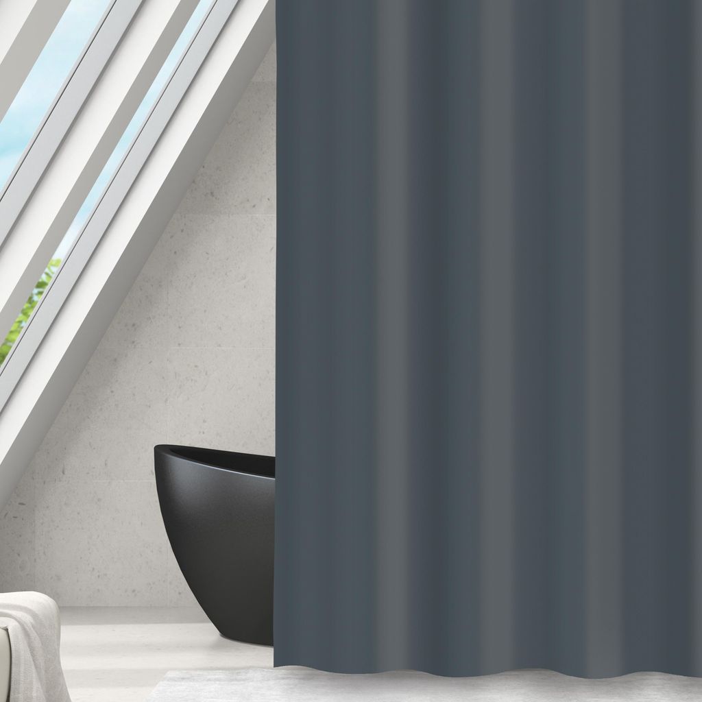 Duschvorhang MSV ROMANA 180 x 180 cm dunkelgrau 149510 Produktbild 