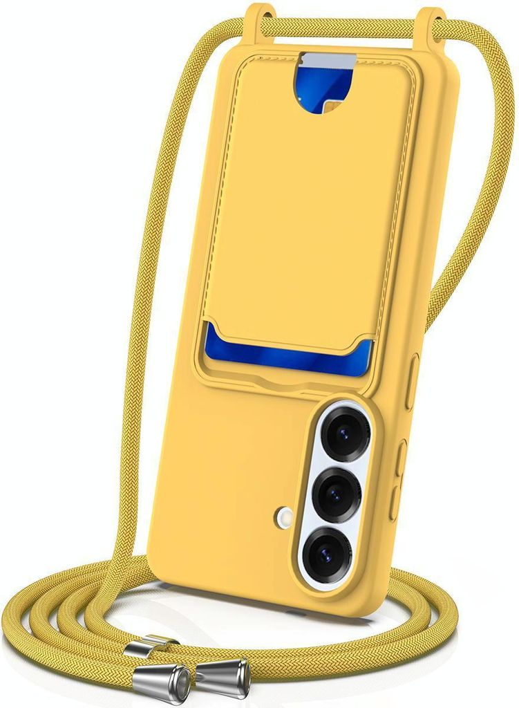 Mobigear Lanyard Card Samsung Galaxy S26 Silikon Handykette mit Kartenhalter - Gelb
