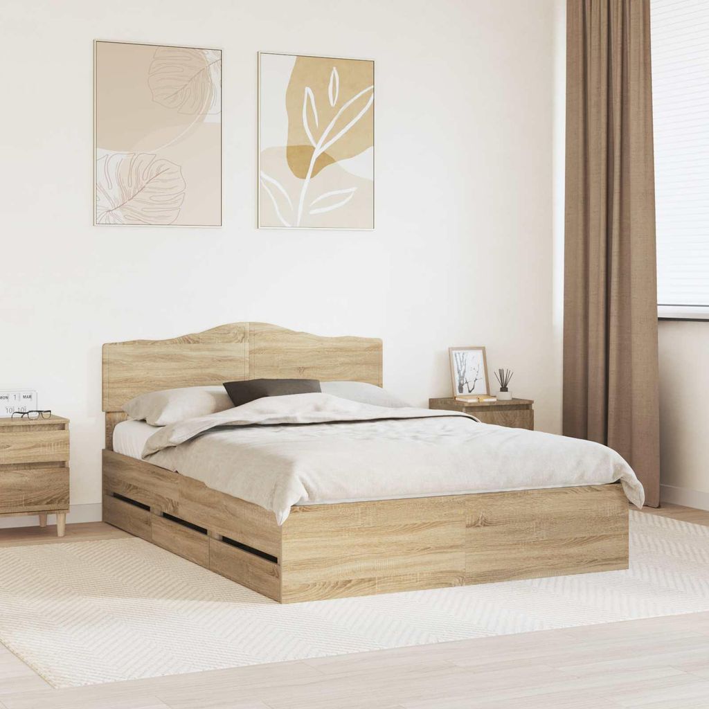 "Schlussverkauf" Doppelbett - Bettgestell 2 PLACES - Sonoma-Eiche 150x200 cm Ingenieurs Holz C5114