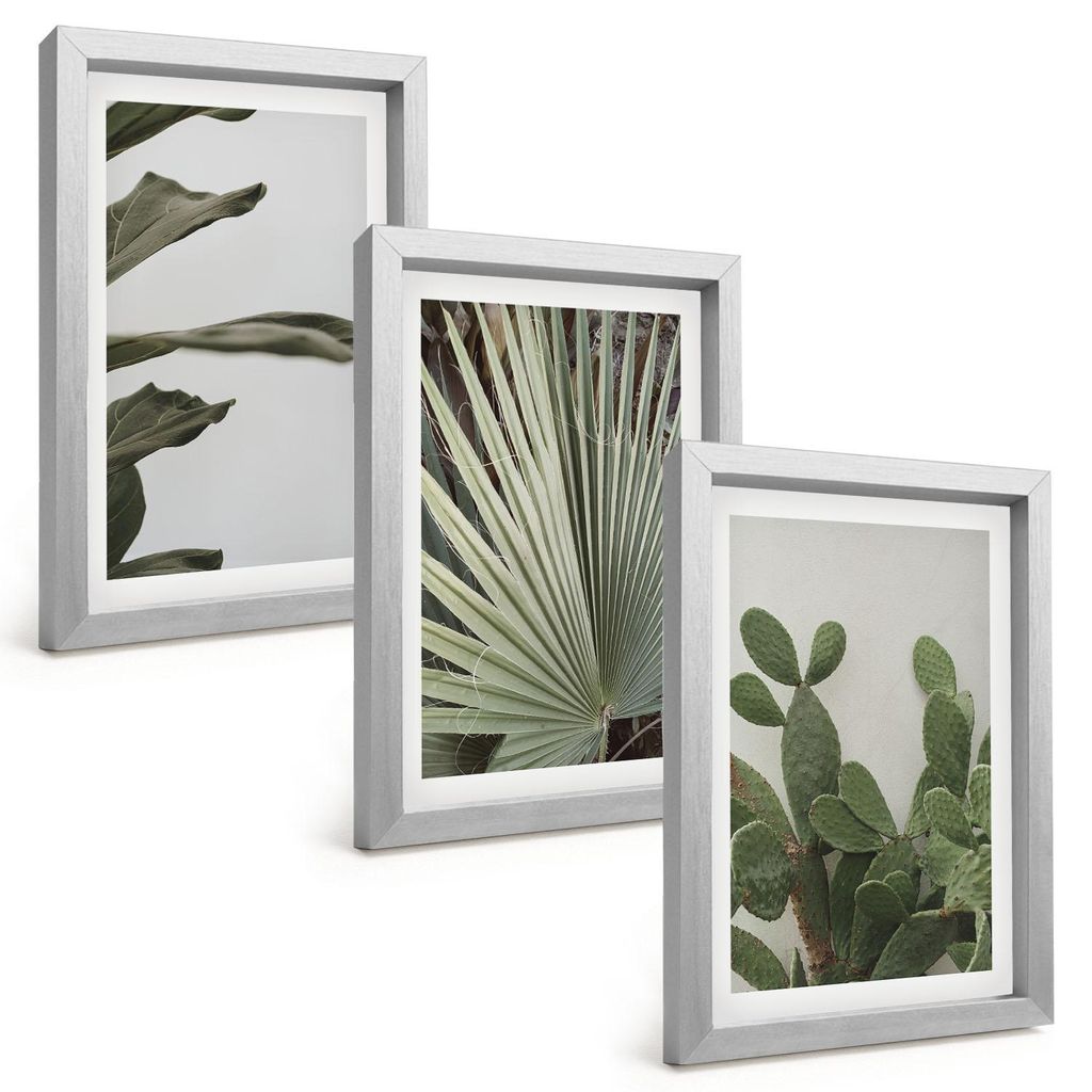 Bilder Set 3-teilig im silbergerahmten Rahmen – Wandbilder 3 Stück – gerahmte Poster für Wohnzimmer, Schlafzimmer und Flur – 20x30 cm – B...