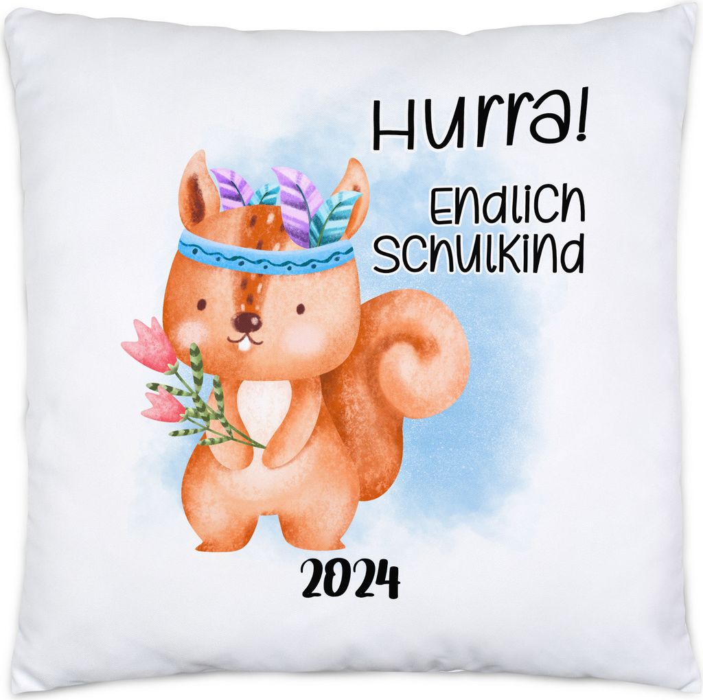 Endlich Schulkind 2024 Kissen Inkl. Füllung 1. Schultag Nichte Neffe Patenkind Schulanfang Schuleinführung Erstklässler
