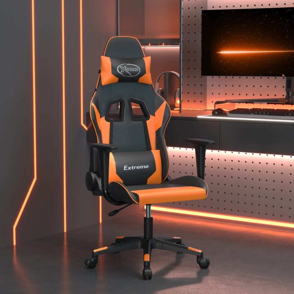 Langlebig Gaming-Stuhl mit Massagefunktion Schwarz und Orange Kunstleder - Bürostühle Octo9289039 1parcel