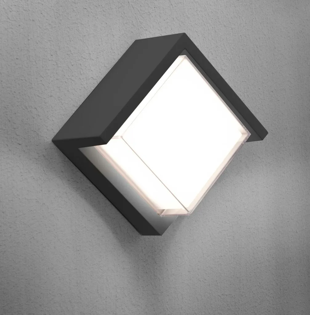 Luminaire extérieur mural LED cubique gris IP65 étanche Century Pura