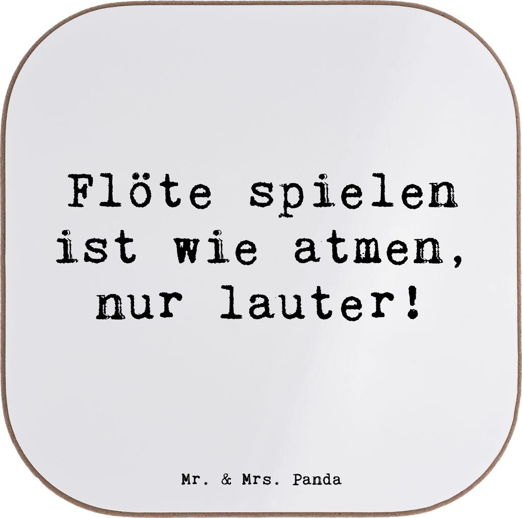 Mr. & Mrs. Panda Untersetzer für Gläser Spruch Flöte Atem - Weiß - Geschenk, Windinstrument, Getränkeuntersetzer, Coaster, Musik, Lernen, Musi...