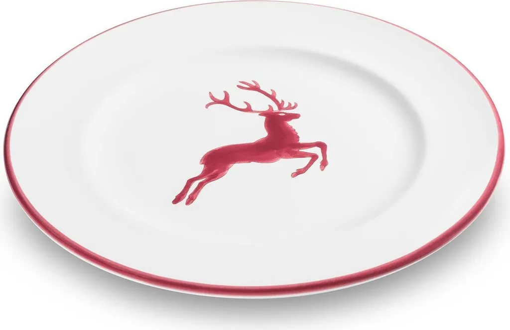 Assiette à dessert décor cerf bordeaux pour table de fête - Gmundner 22cm