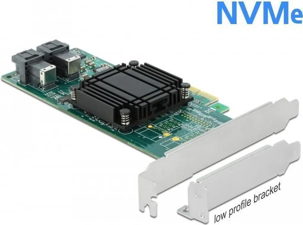 Carte PCIe x8 Delock double SFF-8643 pour SSD NVMe ultra-rapide