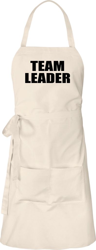 Huuraa Grillschürze Team Leader Schriftzug Geschenk Natur Baumwolle Team Leader Mitbringsel
