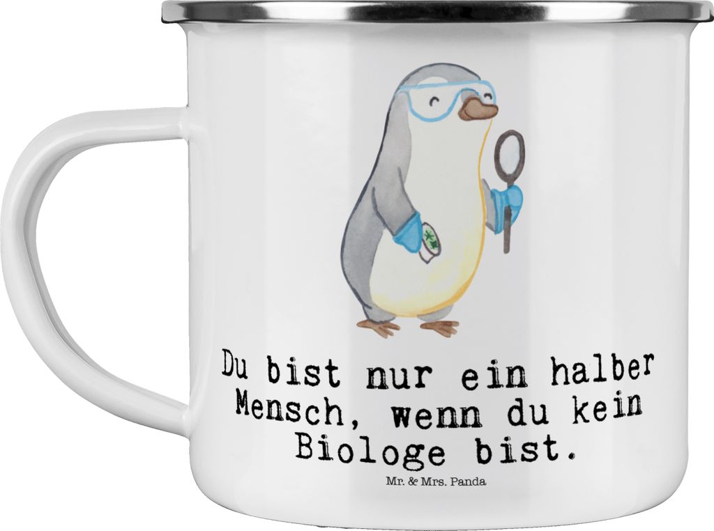 Mr. & Mrs. Panda Teetasse Biologe Herz - Weiß - Geschenk, Teebecher, Bachelor, Kaffeepott, Biologie, Beruf, Pott, Emaille Becher, Haferl, Labor