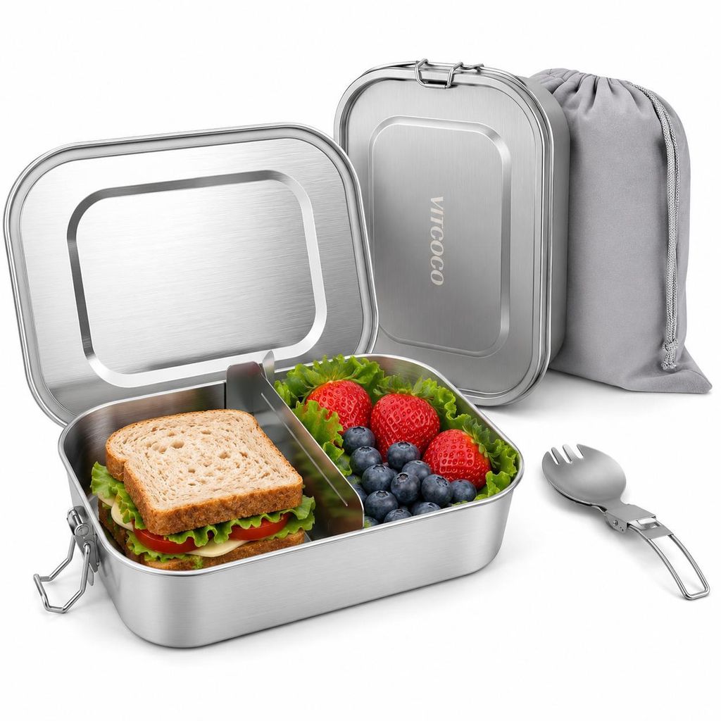 VITCOCO Lunchbox Edelstahl 1200 ml – auslaufsichere Bento Produktbild 