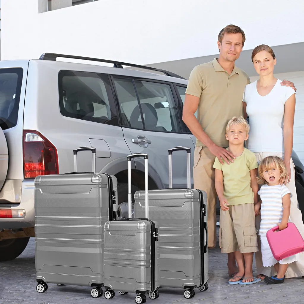 Valigie AIORBER Set Completo: 3 Trolley Grigio Antigraffio per Giramondo