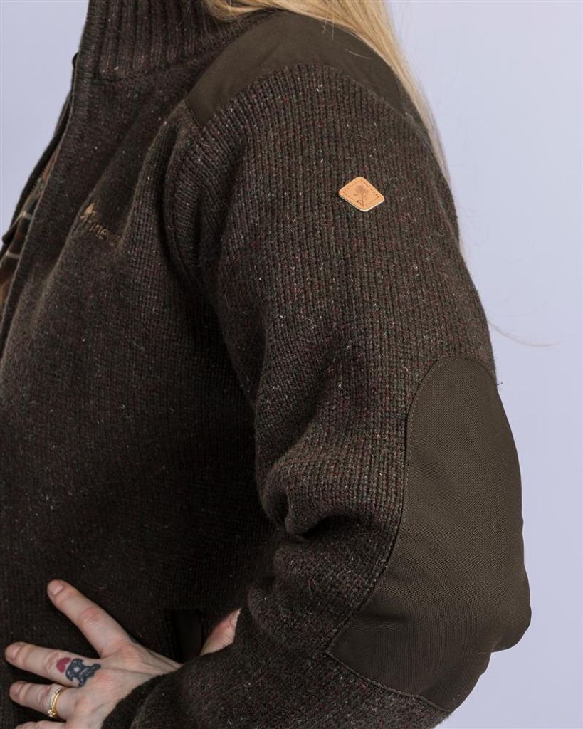 Pinewood Hurricane Full Zip Sweater - Damen - Dunkelbraun Melange