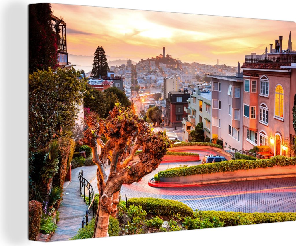 OneMillionCanvasses - Leinwandbilder - 140x90 cm, Stadt - Garten - Licht, Wandbilder Kunstdruck Wanddekoration - Foto auf Leinwand - Gemälde auf...