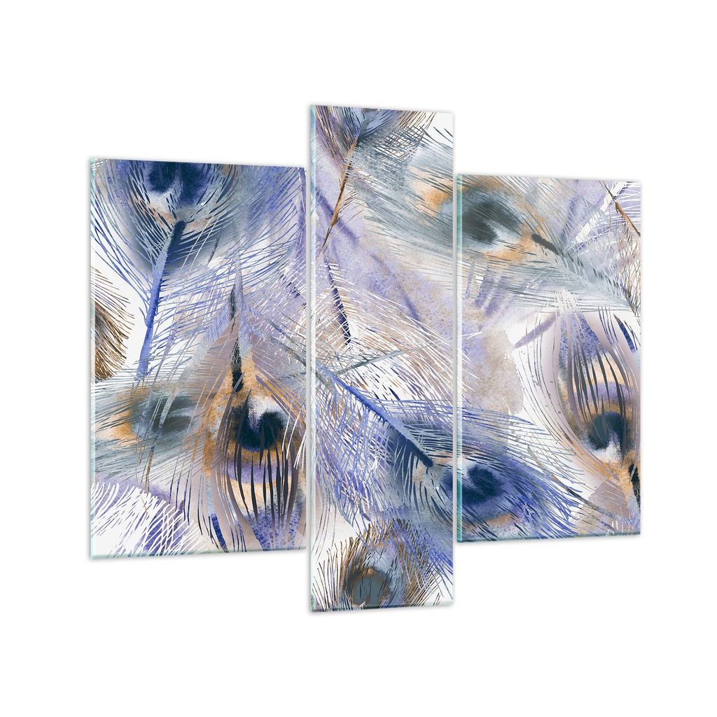 Bilder auf glas - Pfau Feder modern - 95x80cm - Glasbilder - Wandbilder - Kunstdruck - zum Aufhängen bereit - Wanddekoration aus Glas - Glas Bilde...